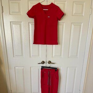 FIGS XXS Red Scrub Set